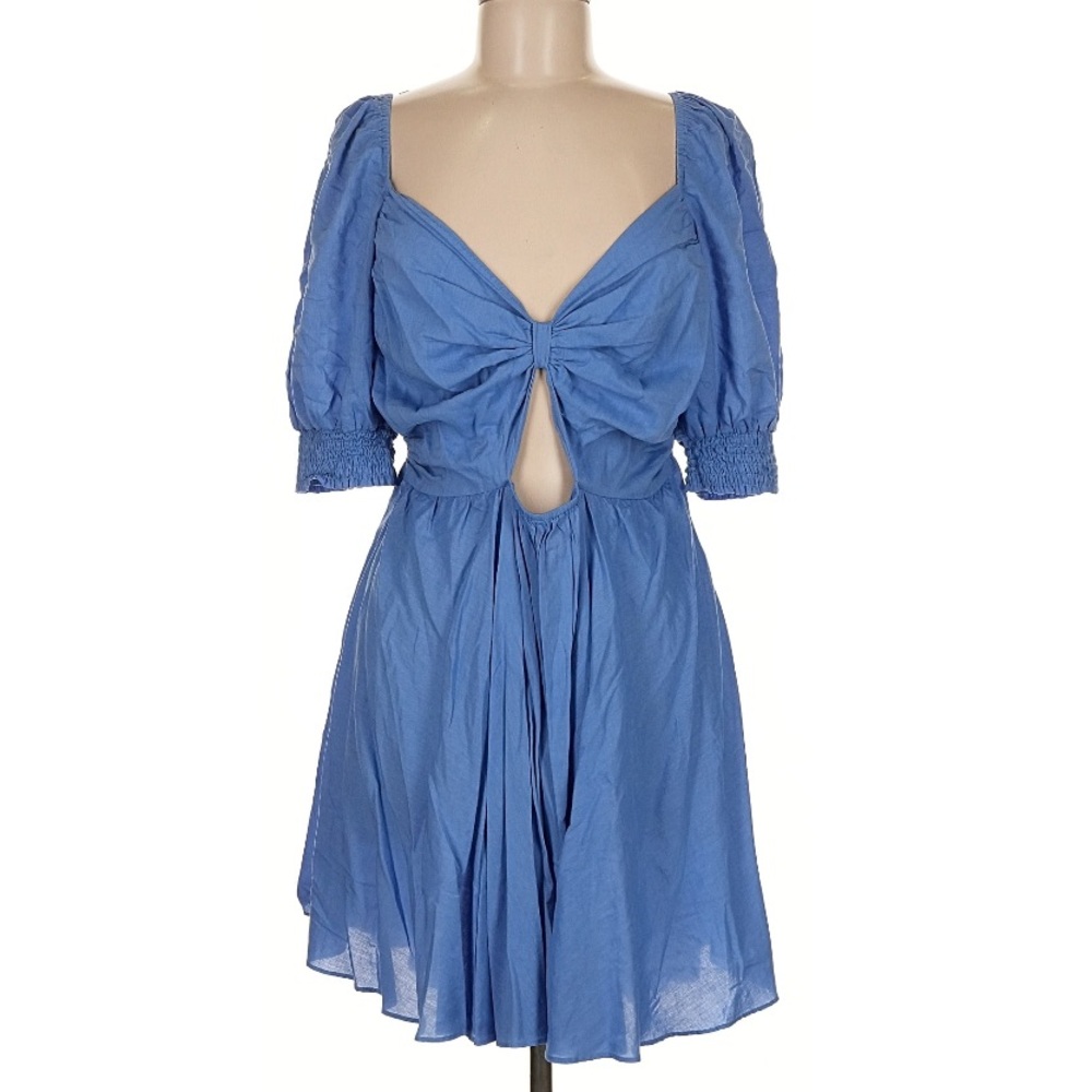 MISA Los Angeles Blue Poppy Bow Cutout Mini Dress Size M